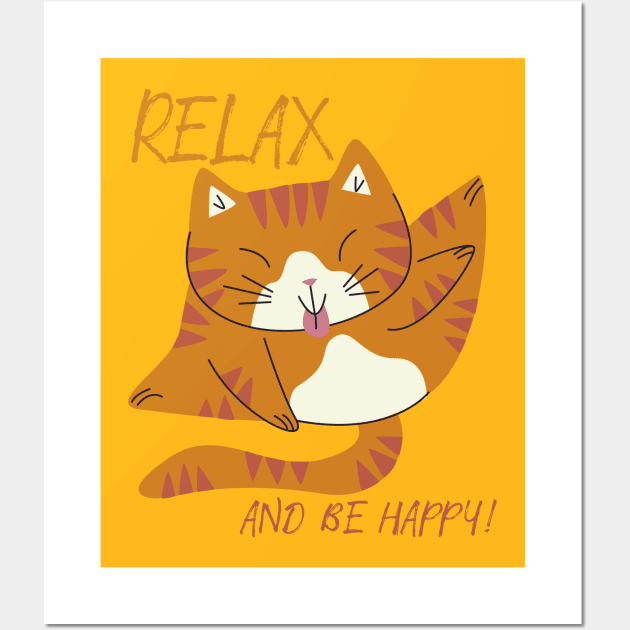 Relax and be happy Wall Art by CatCoconut-Art